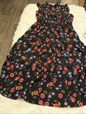 kate spade Black Dress with Pink and Blue Floral Print
